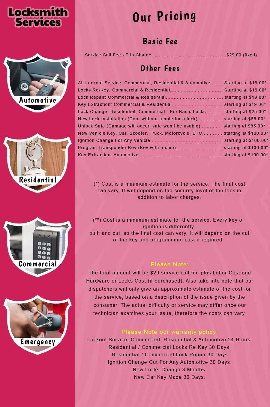 Cliffwood NJ Locksmith Store Cliffwood, NJ 732-703-7165 - price-list-c-18